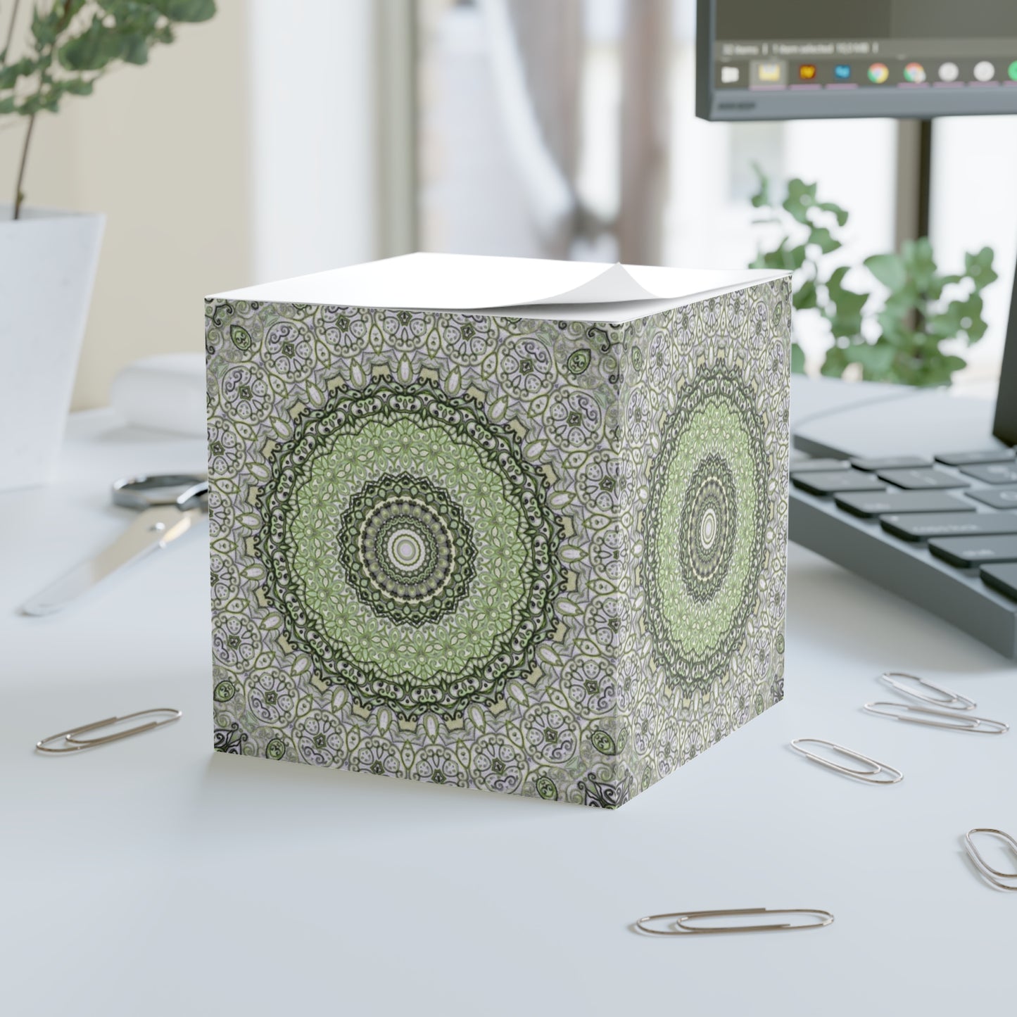 Mandala Note Cube (Greens)