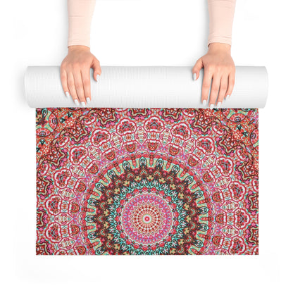 Mandala Yoga Mat in Red + Pink