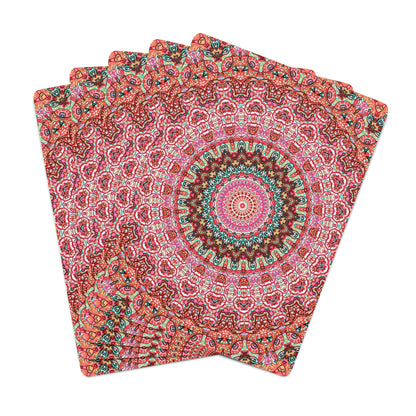 Mandala Playing Cards in Red + Pink