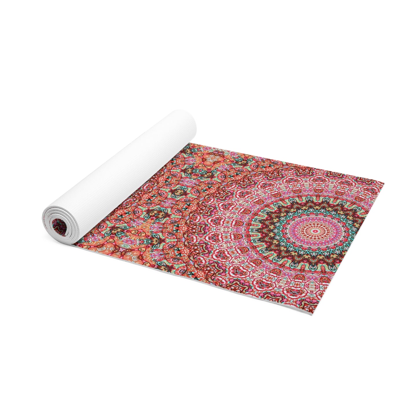 Mandala Yoga Mat in Red + Pink